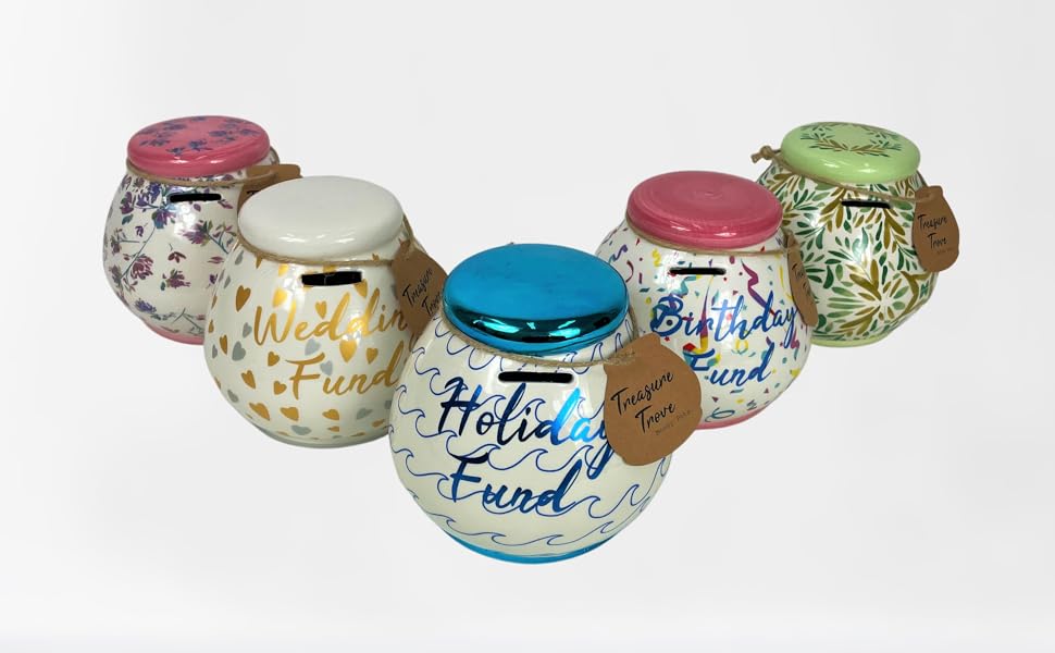 Treasure Trove Ceramic Money Pots (Green Leaves) Amazon.co.uk Home