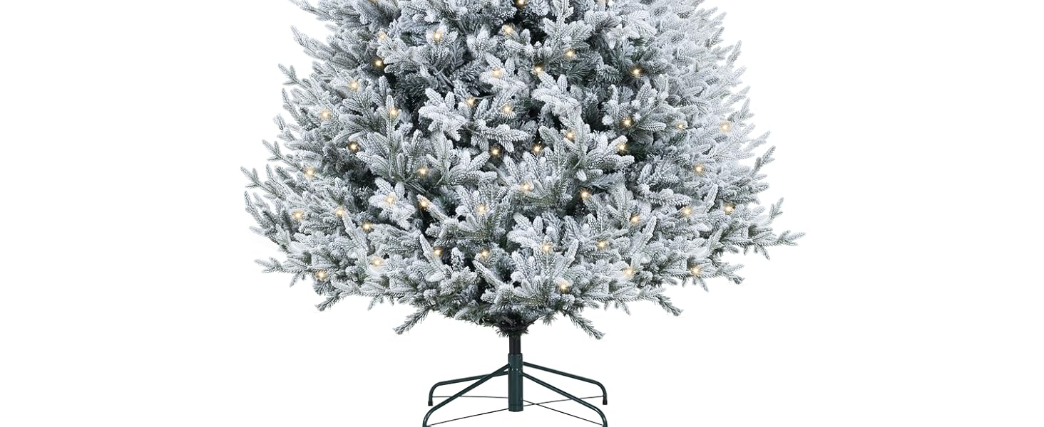 Ginebra 6.5ft Snow Flocked Christmas Tree Prelit with 2456