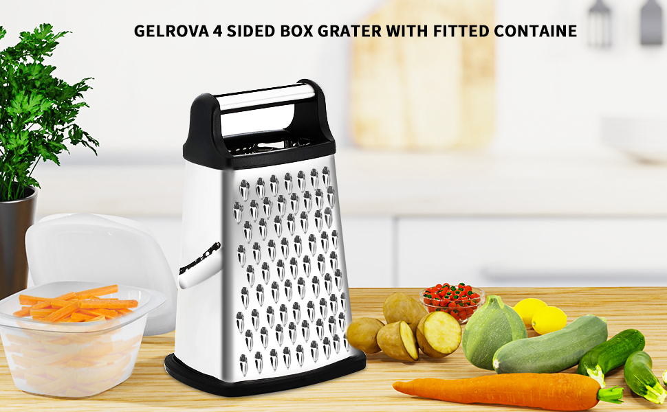 Gelrova Hand held Cheese Grater Slicer Zester Grater with Container