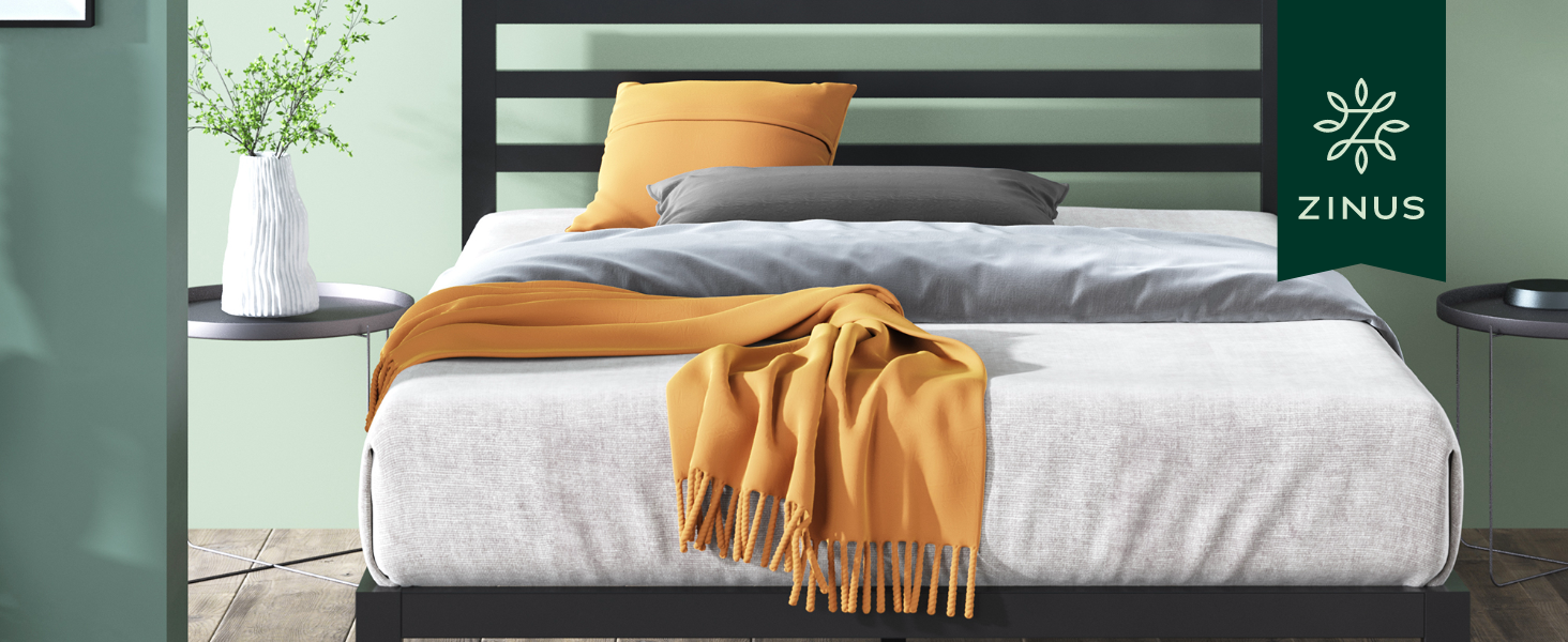 Zinus Queen Bed Frame Mia 15 inch Metal Platform Bed Frame with