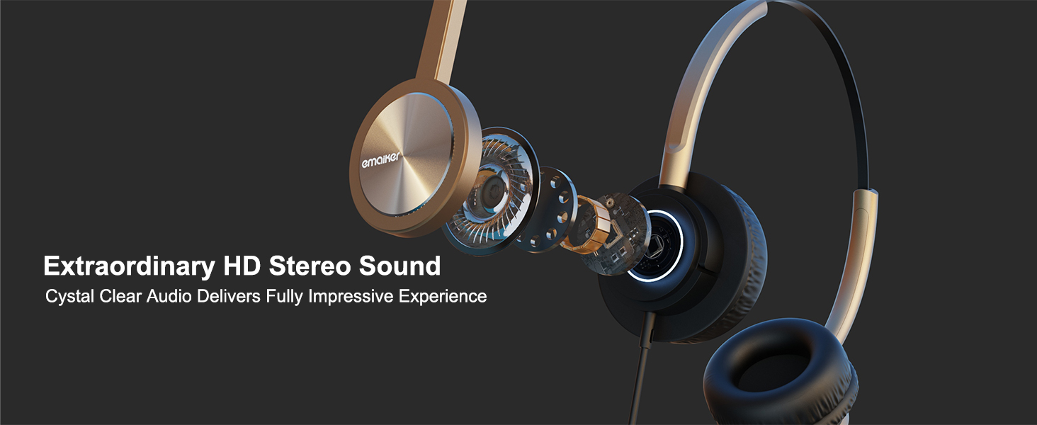 USB headset, Computer headset wired, USB headset with microphone for work