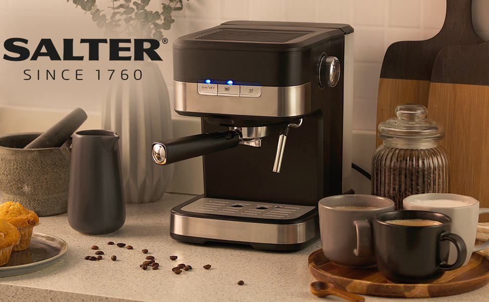 Salter EK4623 Caffé Espresso Pro Maker, 15Bar Pressure Pump, Barista