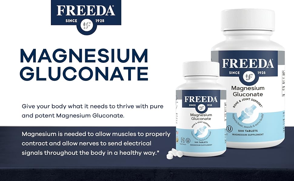 Freeda Magnesium Gluconate Kosher Vegan Magnesium