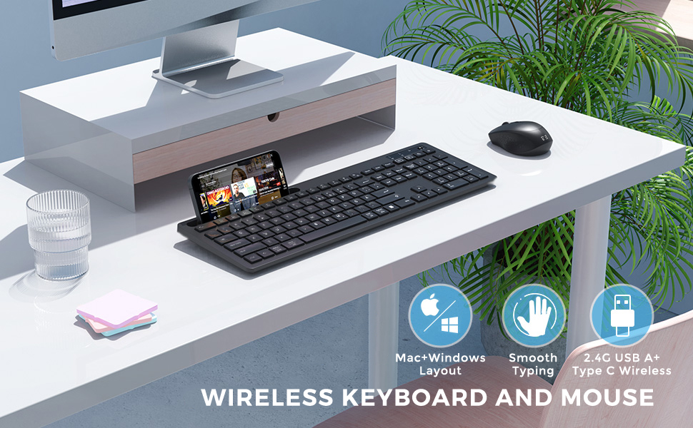 Keyboard and Mouse Wireless, Vivefox Wireless Keyboard with
