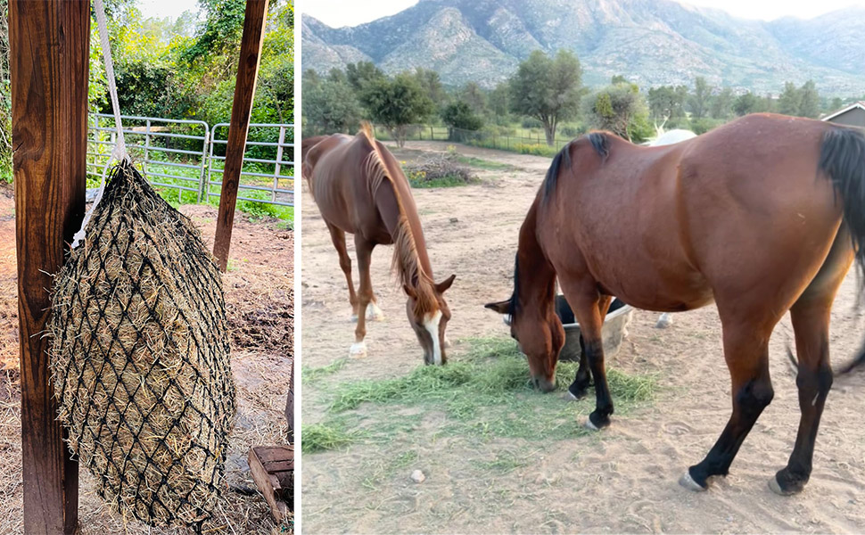 2PCS Slow Feed Hay Net for Horses Goat Sheep,Hanging Hay Bag Feeder