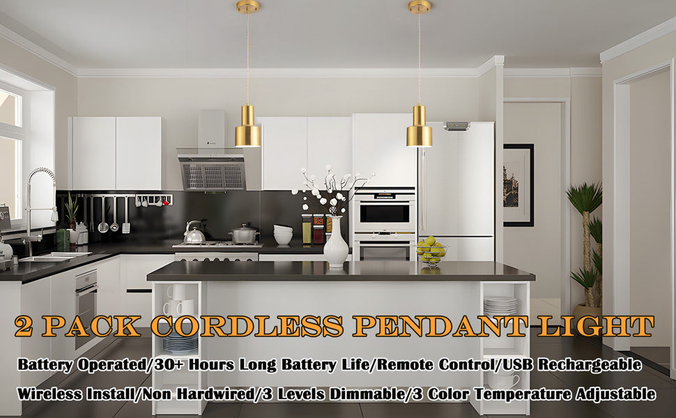 Battery Operated Pendant Light With Remote RechargeableBattery