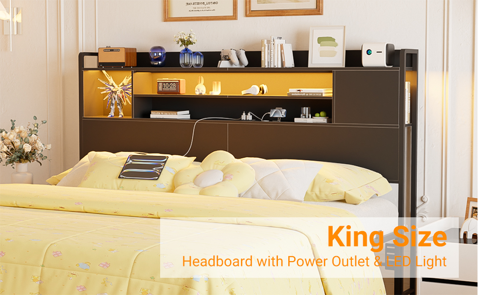 Unikito Headboard for King Size Bed, Bookcase Style Head