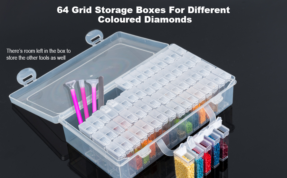 DONQL 64 Grids Diamond Painting Storage Boxes,Diamond Art Storage Box