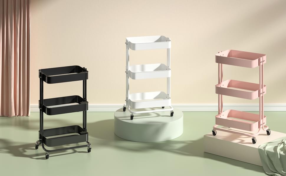 3Tier Rolling Metal Cart MultiPurpose Organizer for