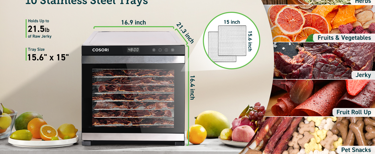 COSORI Food Dehydrator for Jerky, with 16.2ft² Drying Space
