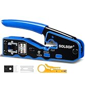 Solsop RJ45 Crimp Tool Pass Through Crimper Cat5e Cat5 CAT6 Crimping Tool