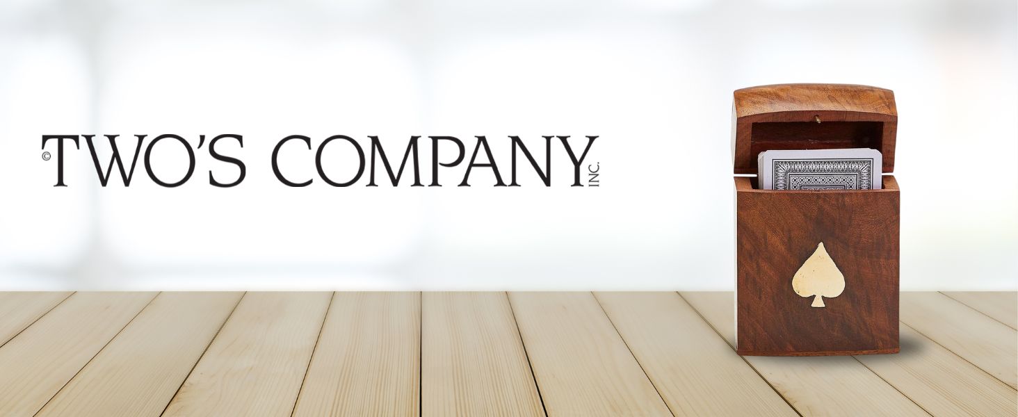 Two's Company Wooden Playing Card Set in Decorative Wooden