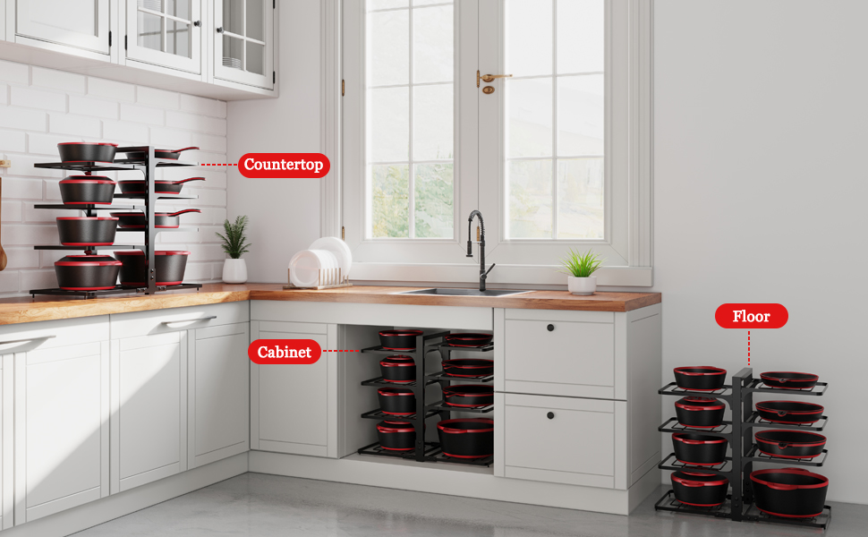 Pot Racks  pots and pans organizer for countertop