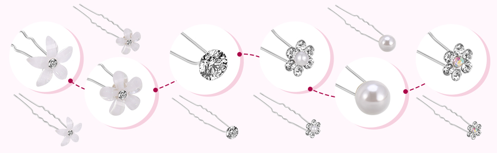 Flower Crystal Pearl Hair Pins 
