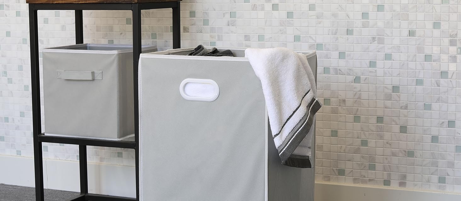 SimpleHouseware Double Laundry Hamper with Lid and Removable Laundry