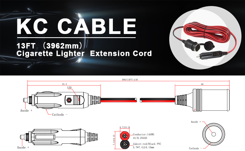 the cable is a long, thin, and flexible extension cord.