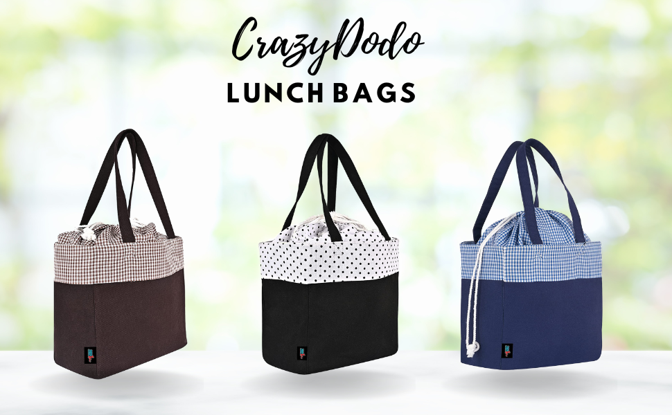 Buy CRAZYDODO Unisex Reusable Spacious Heavy Duty Canvas Lunch Bag