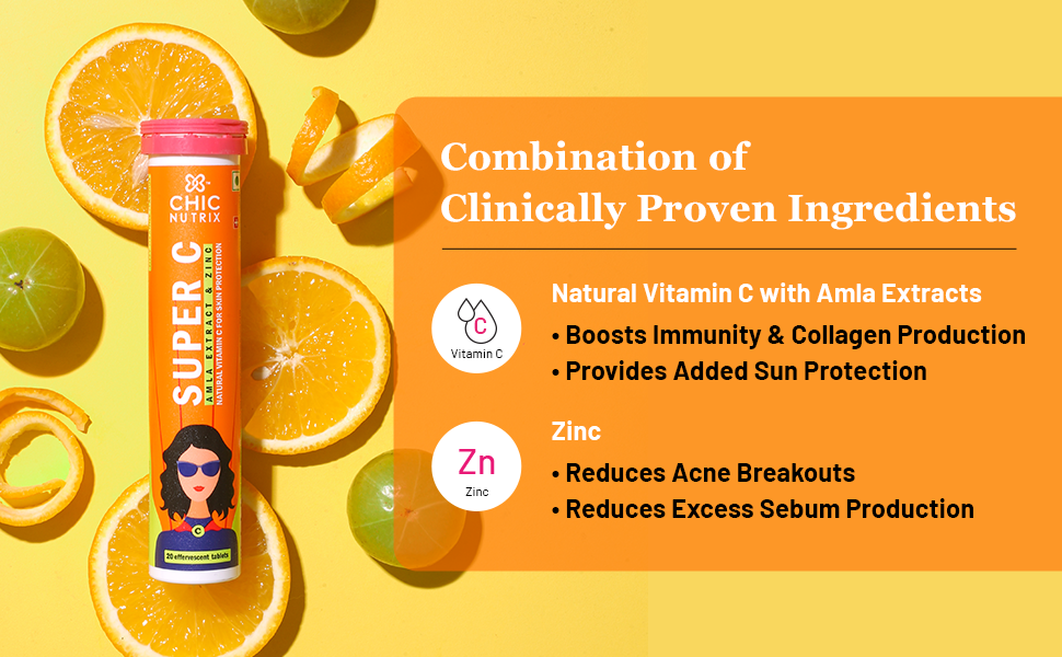 Chicnutrix Super C Natural Vitamin C Effervescent Tablets for Women