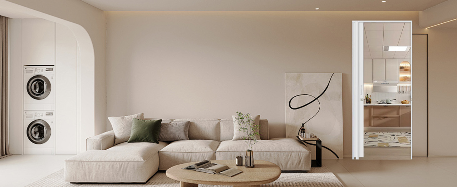 CCBOYSHARDWARE 48X80in Accordion Door with Clear Panels, Interior