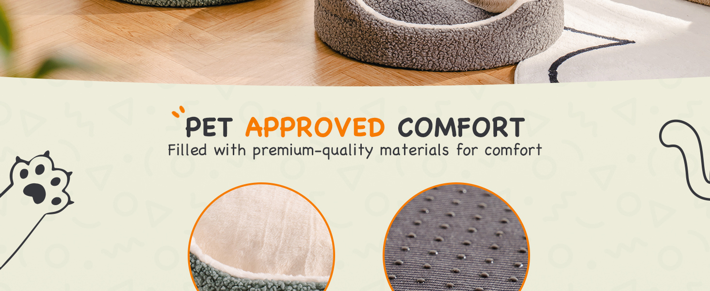 MEWOOFUN Cat Beds for Indoor Cats Large - 58x58cm Round Cat Bed Soft with Double-sided Mat, Pet Bed Washable for Cats, Puppy and Small Dogs, Sage Green 20 1