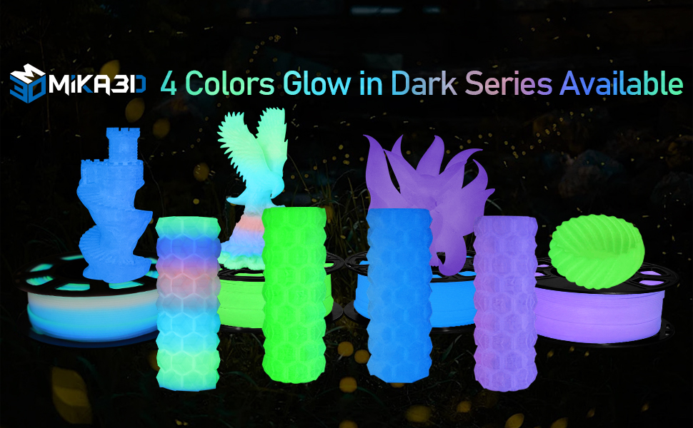 4 spools glow in dark pla filament bundle 1.75mm glowing in dark pla