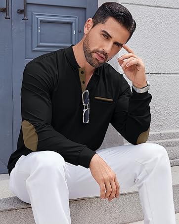 Mens polo shirt henley T-Shirt