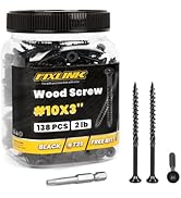 Deck Screws 3 Inch, 138pcs FIXLINK Wood Screws #10 x 3, 2lb, Epoxy Coated, T25 Star Bit Above 150...