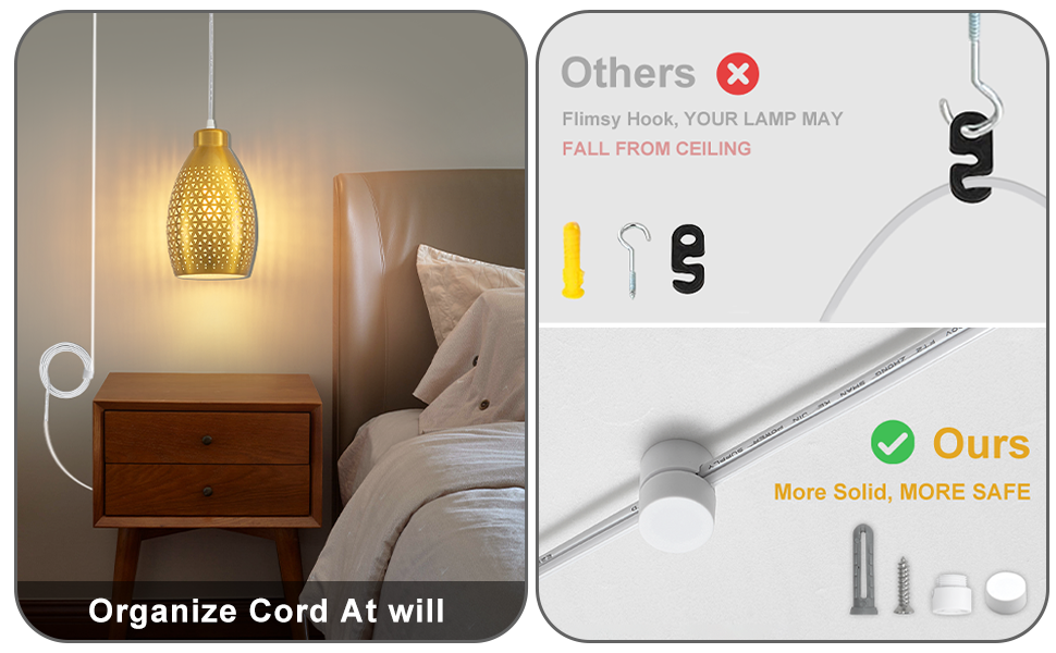 Hanging Lights with Plug in Cord 16.4Ft,Hanging Lamps That Plug Into