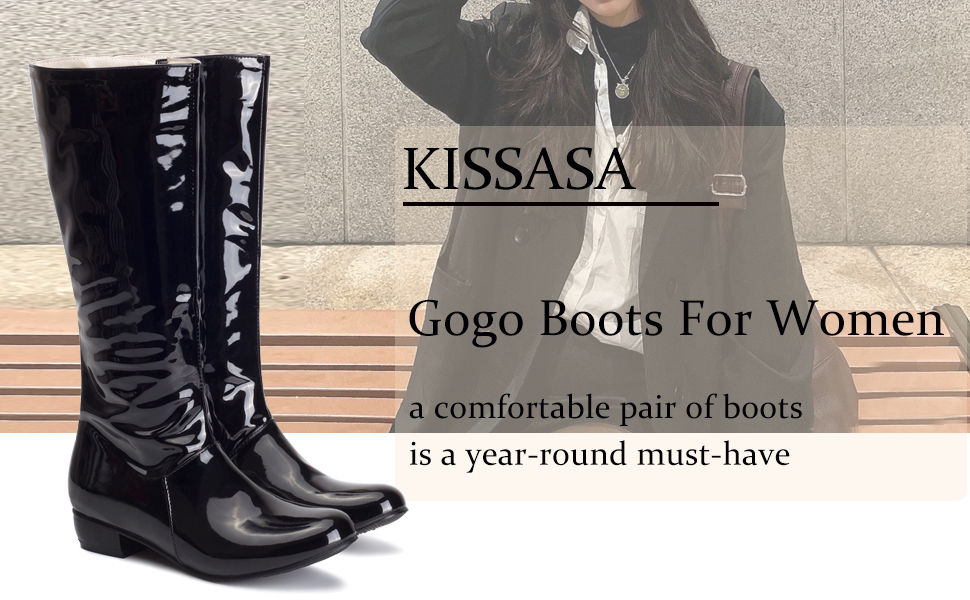Amazon.com | KISSASA Womens GOGO Boots Chunky Mid Calf Low