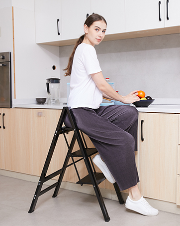 Double Elite Aluminum Step Ladder 3 Step Folding Kitchen Small Ladder