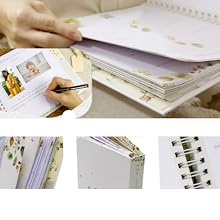 Close-up showcasing the baby book’s cover, premium pages and durable spiral binding