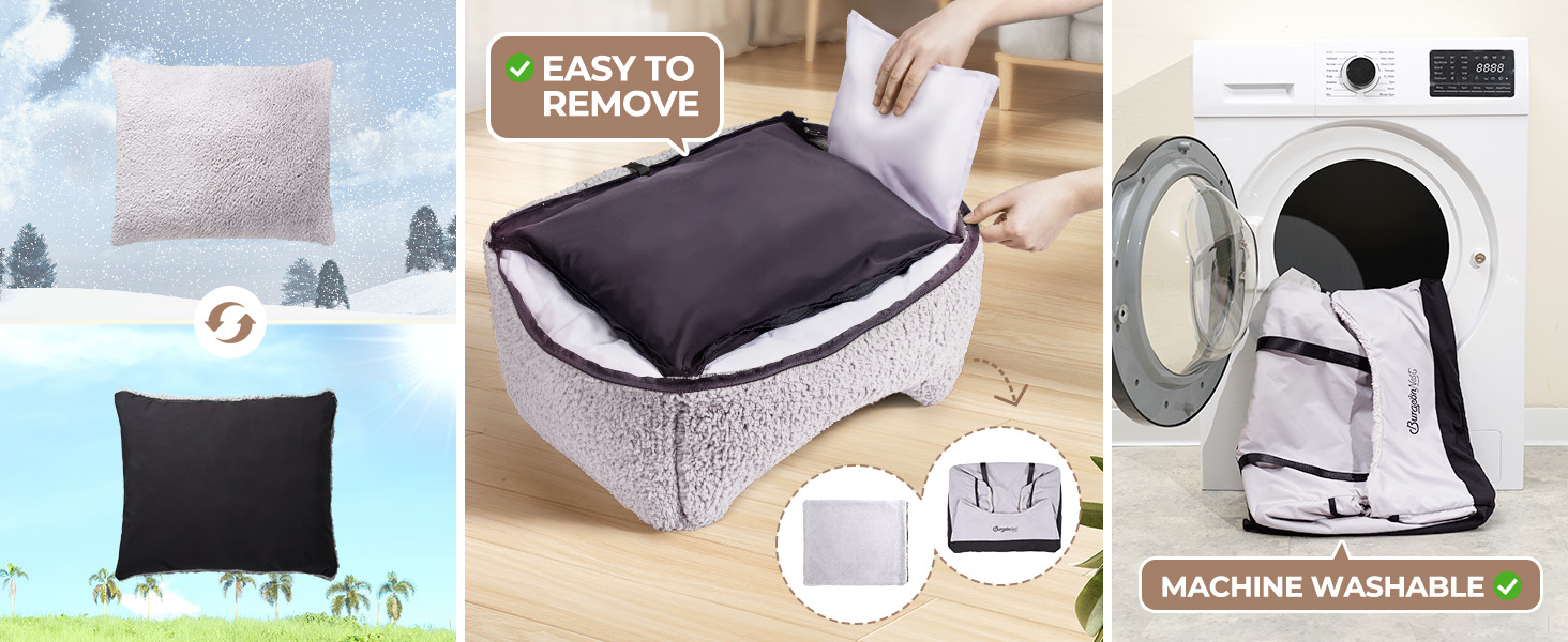 soft cozy fluffy warm heated cool cushion removable cover machine hand wash washable