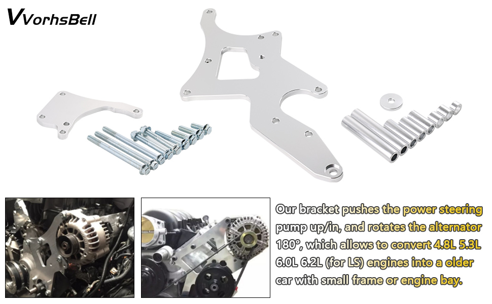 VVORHSBELL LS Engine Serpentine Bracket Alternator Power Steering Pump Swap