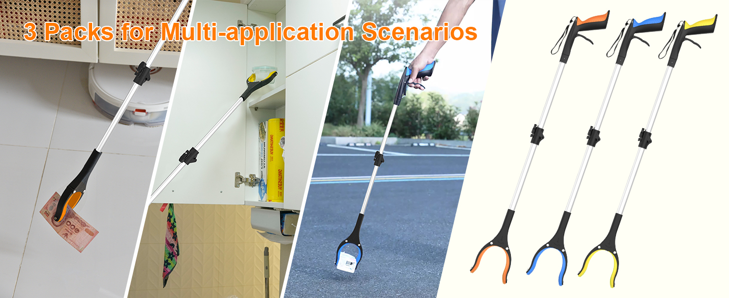 REWKCY 32" Grabber Reacher, 3 Pack Foldble Grabber