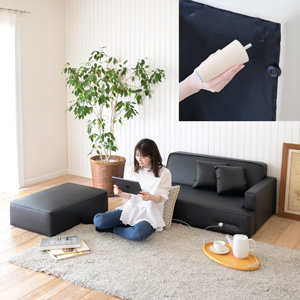 カウチソファ 合皮 2口コンセント・USBポート付FHS-160TE(PIV) Amazon｜山善(YAMAZEN) ソファ カウチソファ 2人掛け 合皮