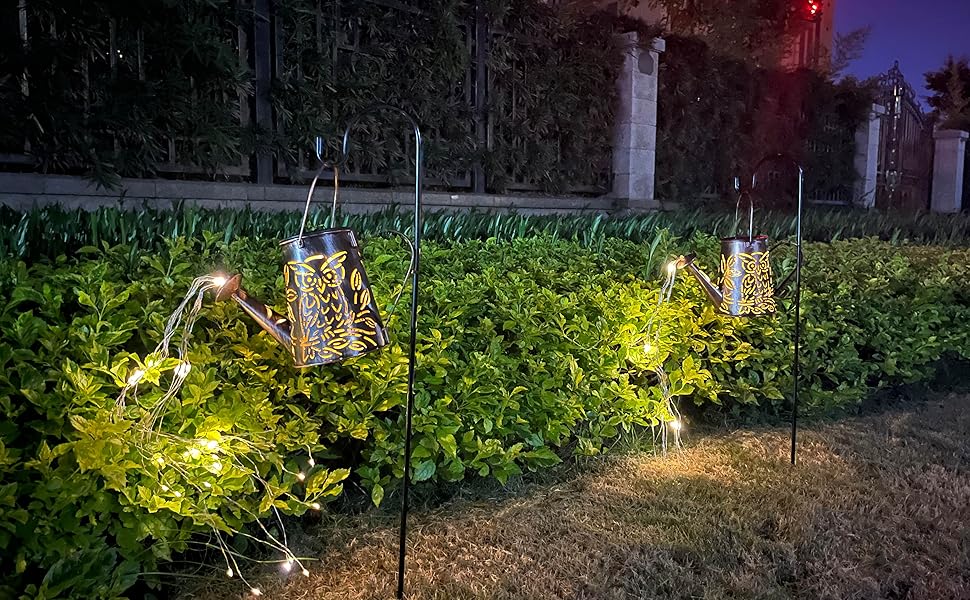 Solar Watering Can with Cascading Lights Large Waterfall Lights