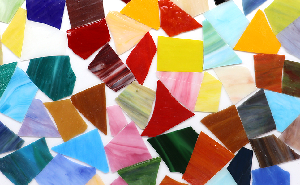 LITMIND Stained Glass Mosaic Tiles for Crafts Bulk, Broken