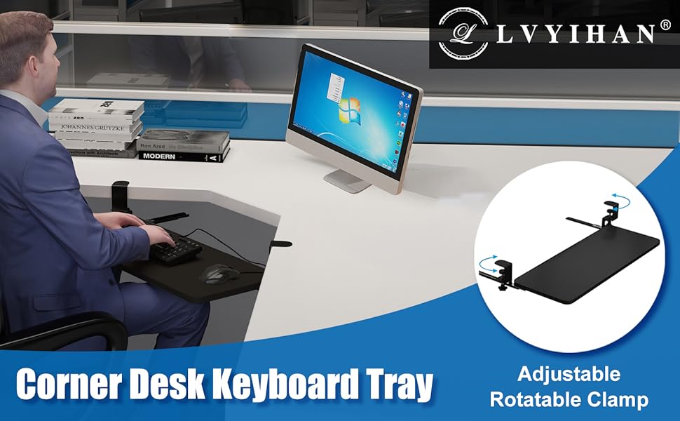 ClampOn Under Desk Keyboard Tray, Keyboard Drawer for