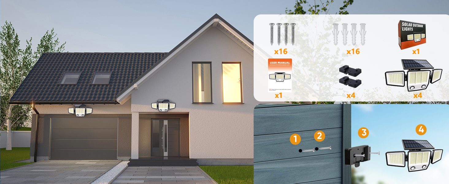 Solar Motion Lights Outdoor Waterproof - Solar Security Lights Motion Outdoor Solar Flood Light