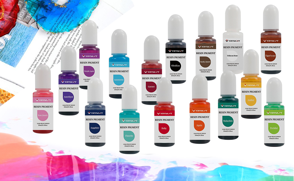 YRYM HT Epoxy Resin Pigment 24 Colors Transparent NonToxic UV Epoxy Resin Dye Liquid for UV