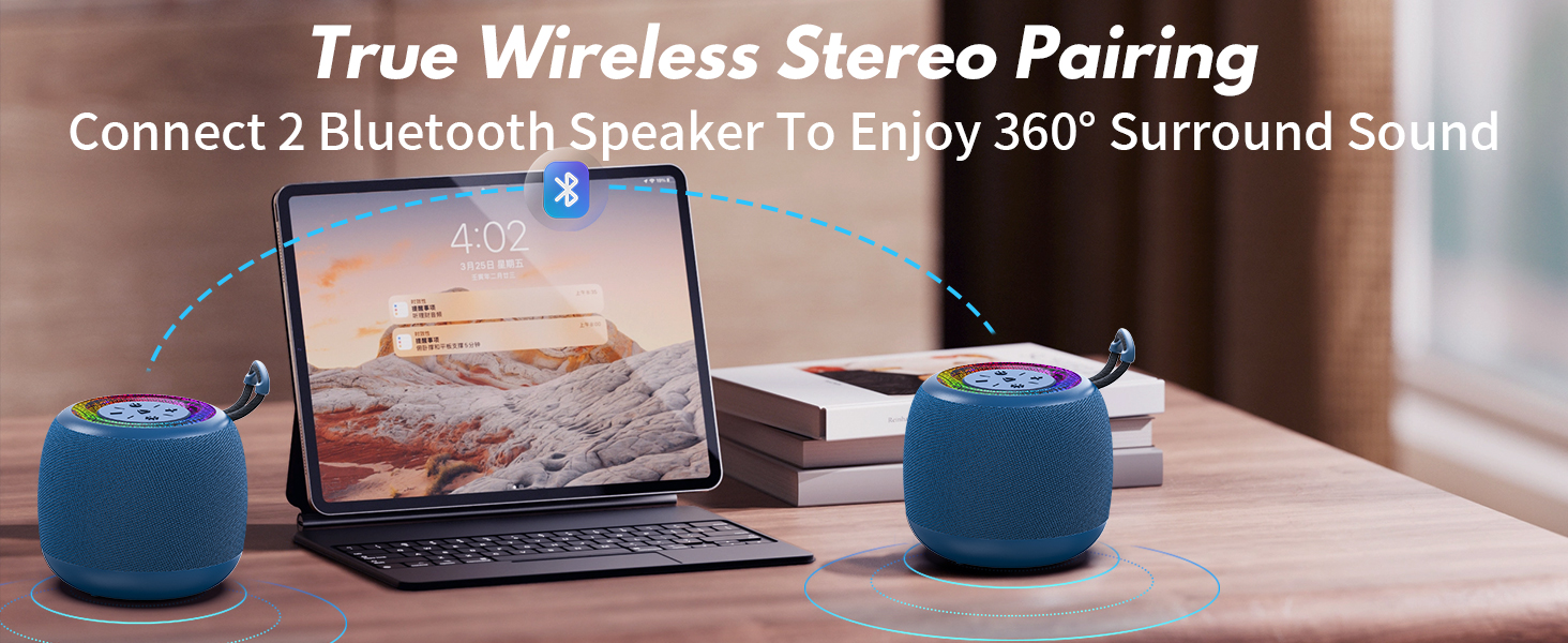 wireless stereo speaker on a desk