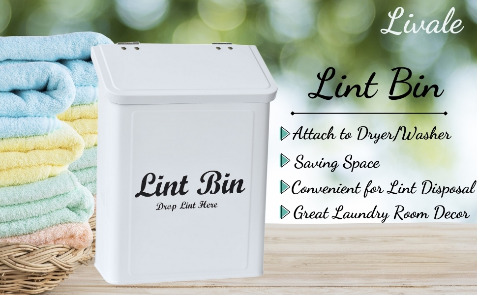 Lint Bin for Laundry Room Metal Lint Box with Lid for Laundry Room Lint Trash Can for