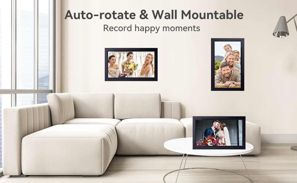 FRAMEO 15.6 Inch Large Digital Photo Frame 32GB Storage Space 1920x1080P FHD IPS Touch Screen