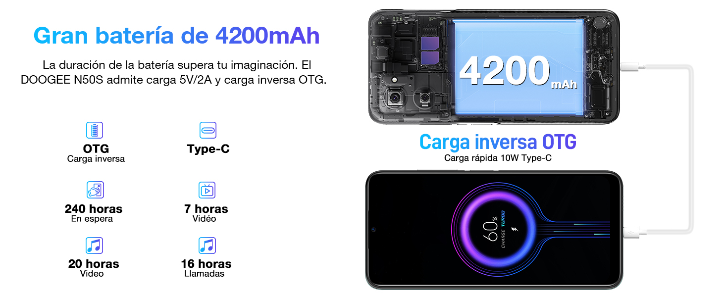 Batería grande de 4200 mAh