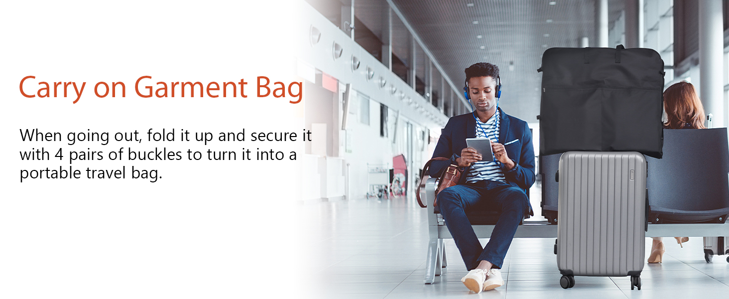 Univivi Large Suit Carrier, 50" Suit Bag with 5 Zip Pockets, Suit Carriers for Men for Travel