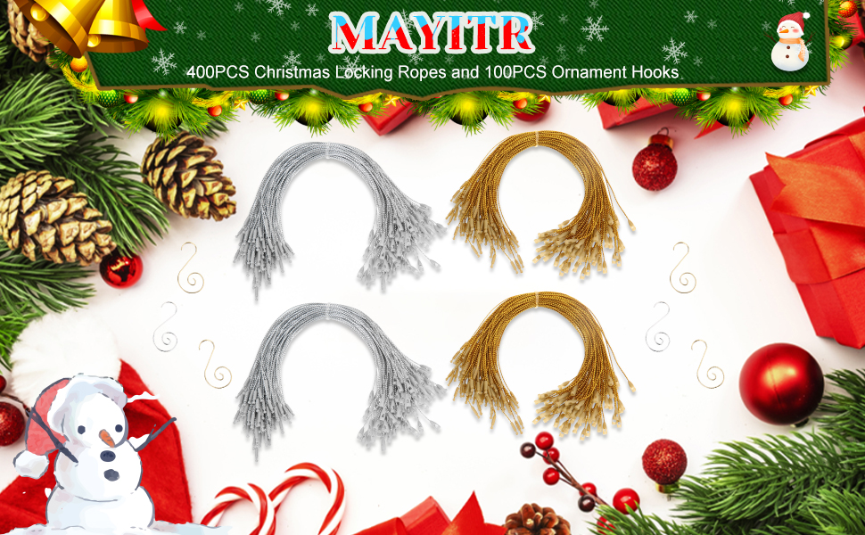 Christmas Ornaments Hanger String 200Pcs Silver+200Pcs Gold