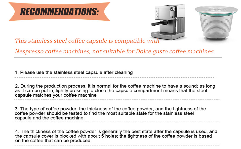 Coffee Capsules Stainless Steel Replacement for Nespresso, Refill