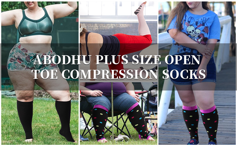 Abodhu Plus Size Compression Socks Open Toe Compression for