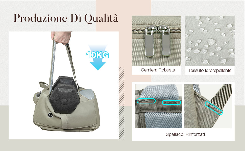 Démonstration du produit d'un sac de transport gris pour animaux de compagnie présentant de multiples caractéristiques, notamment des trous de ventilation, des sangles renforcées et des panneaux en maille pour la circulation de l'air