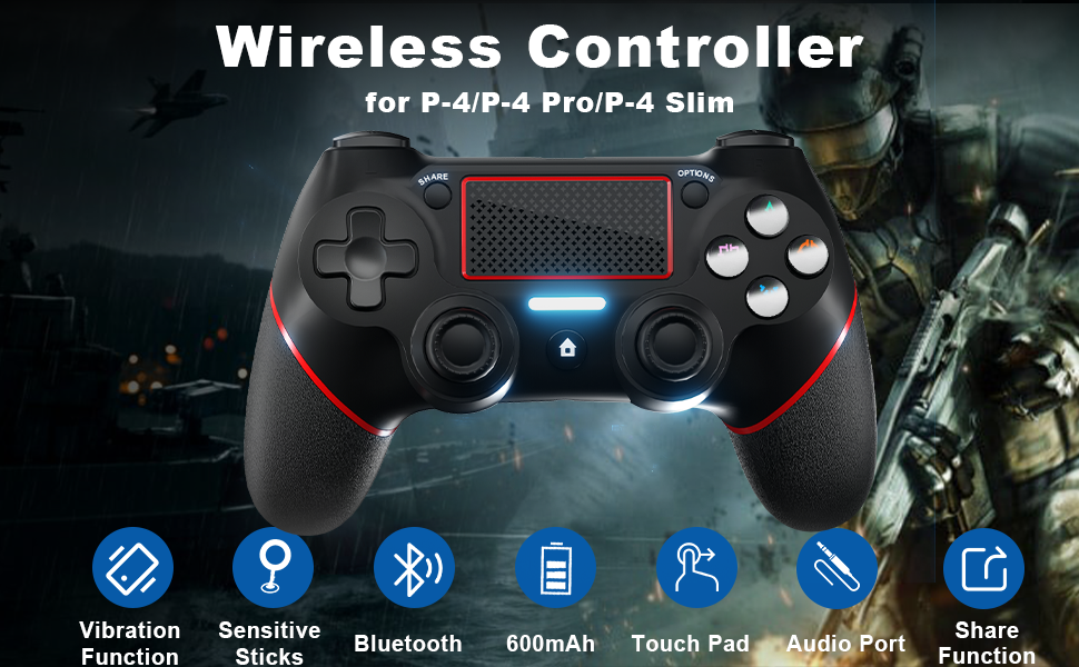 Clevo Controller for PS4 Wireless PS4 Controller Bluetooth Compatible